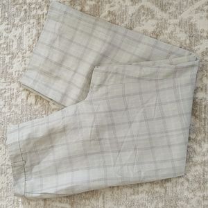 Talbots Plaid Silk Linen Blend Lined Trouser Pants 12 Cream Tan